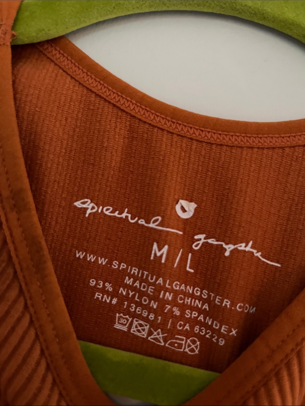 Spiritual Gangster Ribbed Tank — Rust - Picture 2 of 4